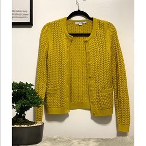 Boden 100% Cotton Mustard Yellow Cardigan Size 4